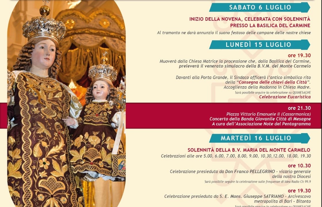 Idea Radio: Martedì 16 Luglio diretta della Santa Messa in onore della Madonna del Carmelo