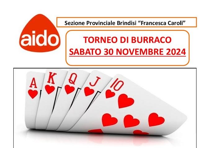 Mesagne: Torneo di Burraco a sostegno di AIDO