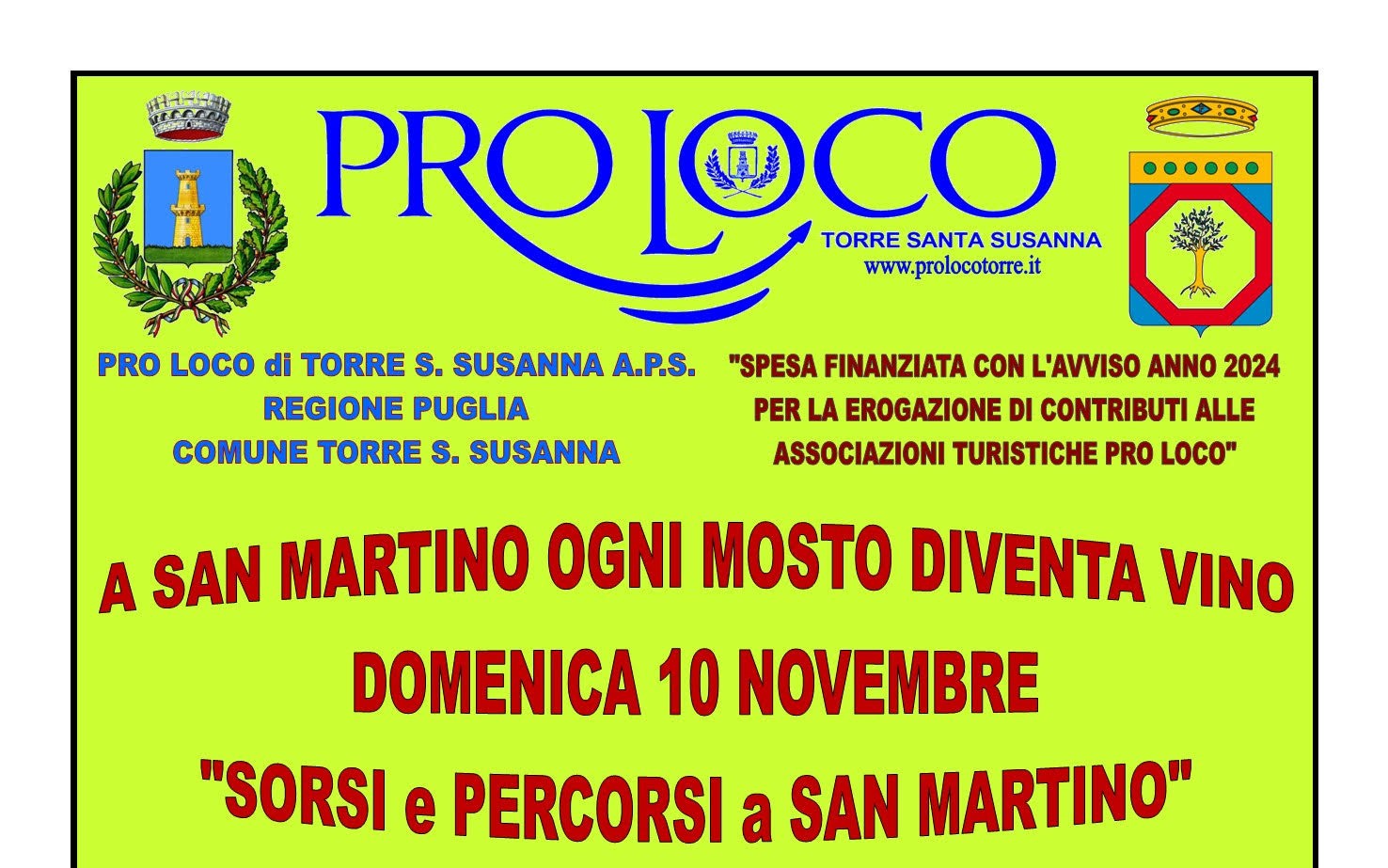 Torre S.Susanna: L'Associazione Pro Loco organizza Sorsi e Percorsi a San Martino