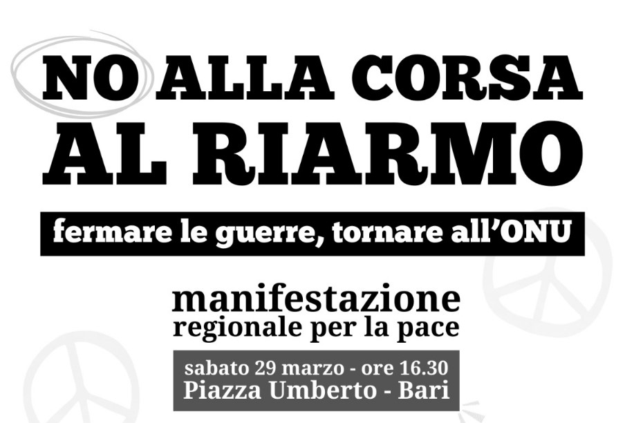 Bari: Manifestazione per la Pace. No alla corsa al riarmo